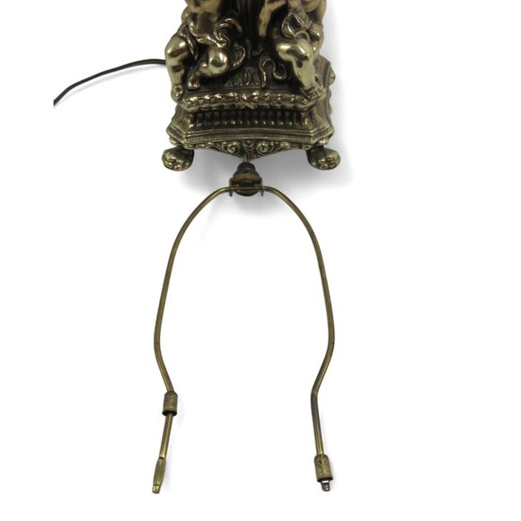 Cherub BRASS Table LAMP With Marble Accents 34" Tall Vintage Gold and Black - Picture 9 of 13
